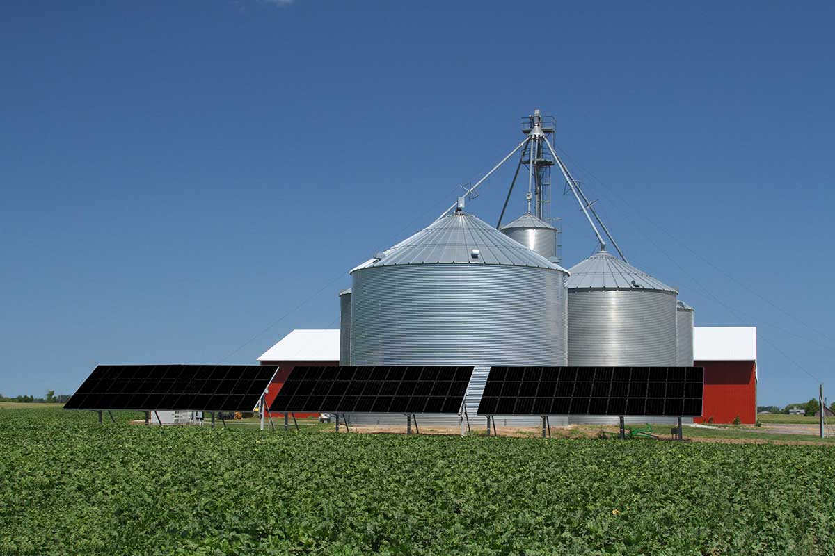 Solar Panels with Grain Silos